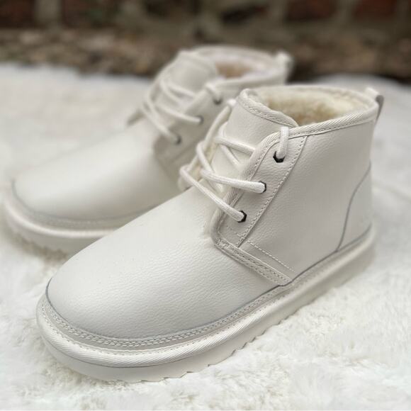 NEW Womens Size 5 UGG Neumel White Leather Lace Up Wool Boot Heritage Chukka - Picture 4 of 9